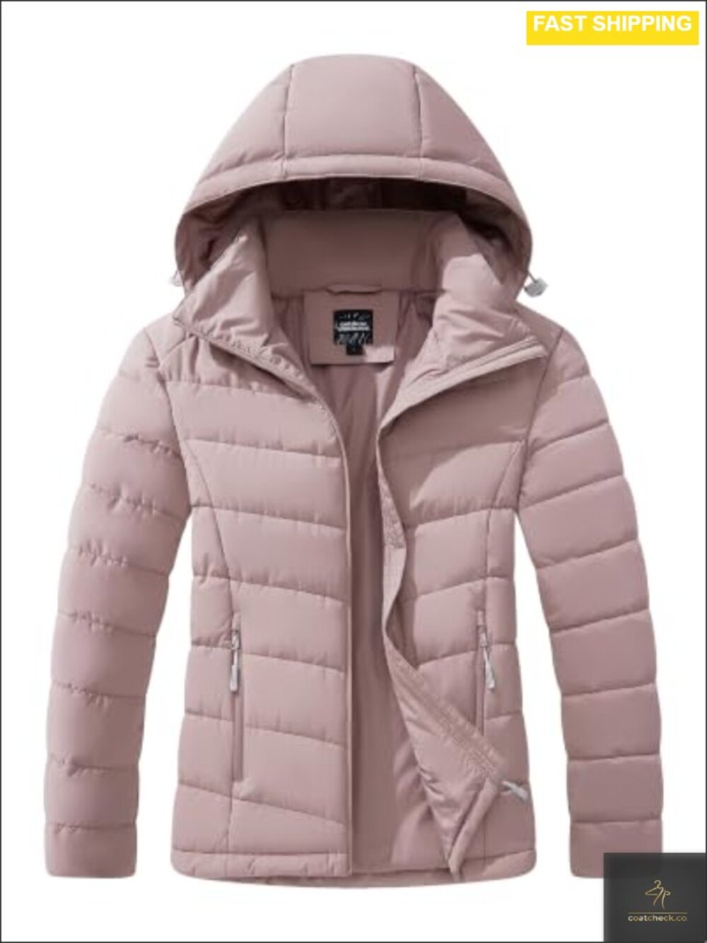 Women's Hooded Puffer Jacket Waterproof Insulated Winter Coat Zip Pockets